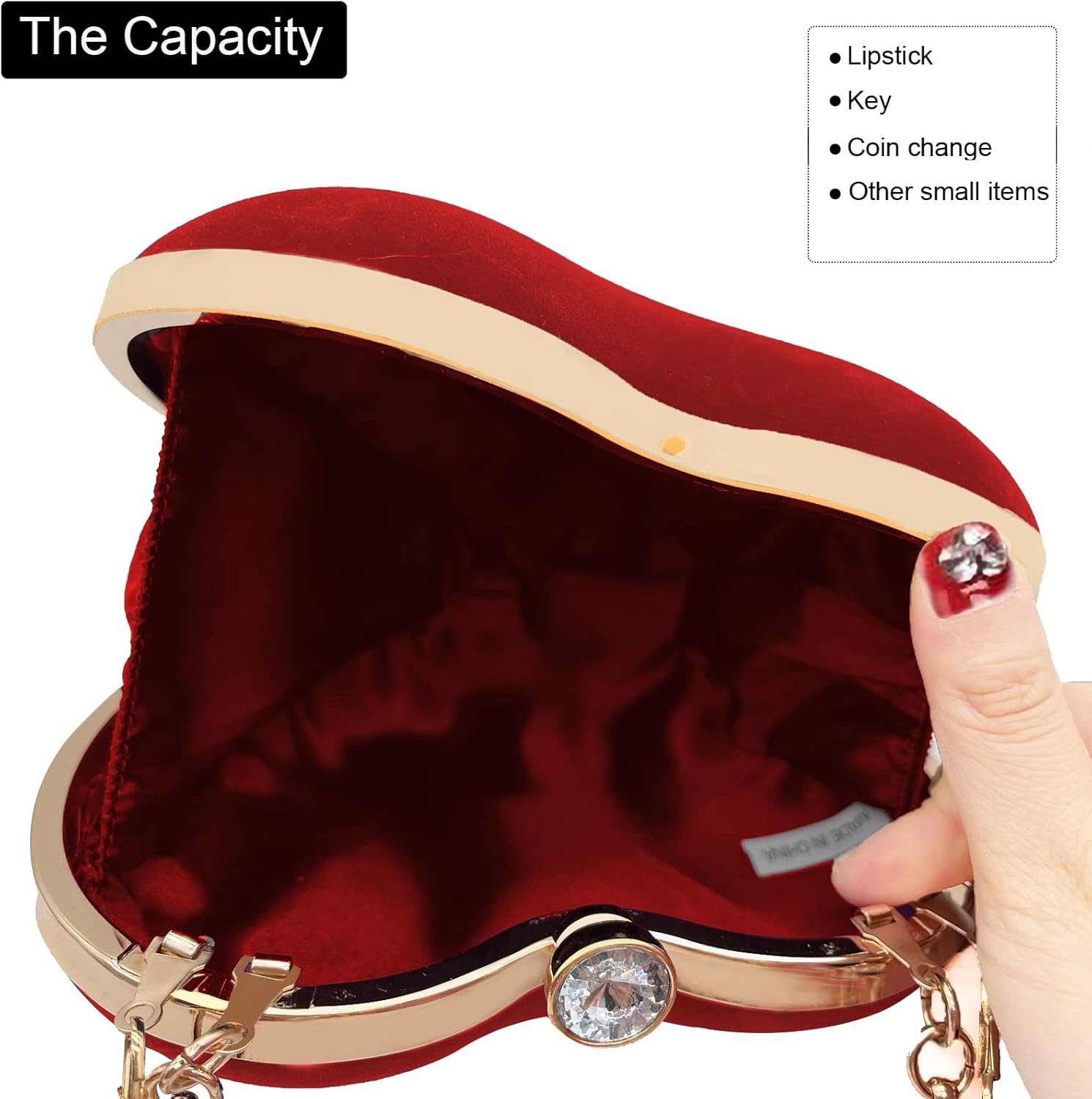 Women Heart Shaped Handbag Wedding Party Evening Bag Mini Clutch Chain Purse Cocktail Prom Evening Tote