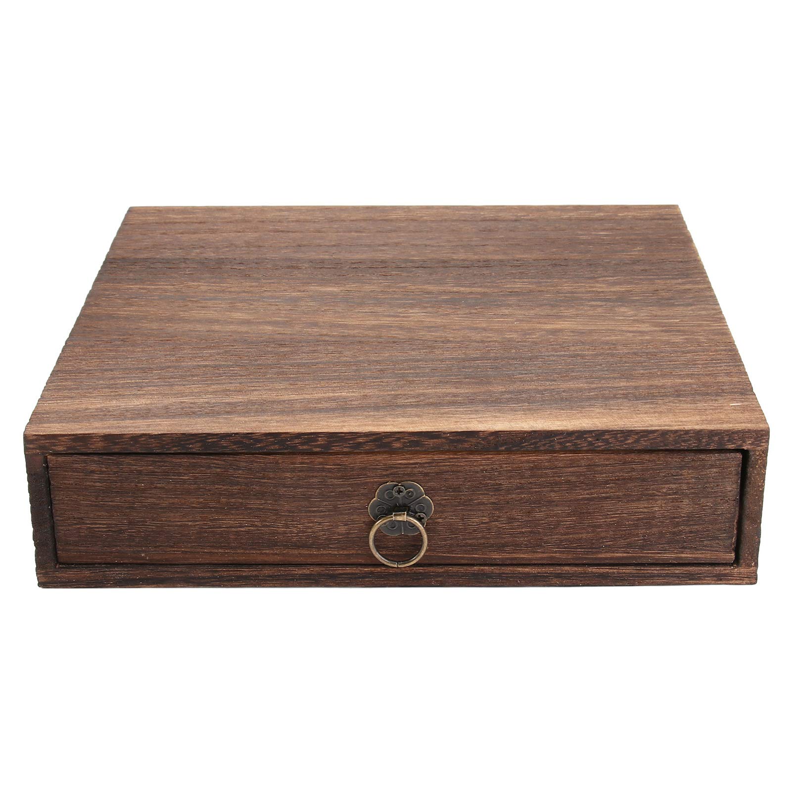 DECHOUS Holz Teekuchenbox mit Mehrschichtiger Schublade Starke Tragkraft und Einfach zu Bedienen Traditionelle Aufbewahrung für Pu Erh Tee Zuhause im Vintage Stil