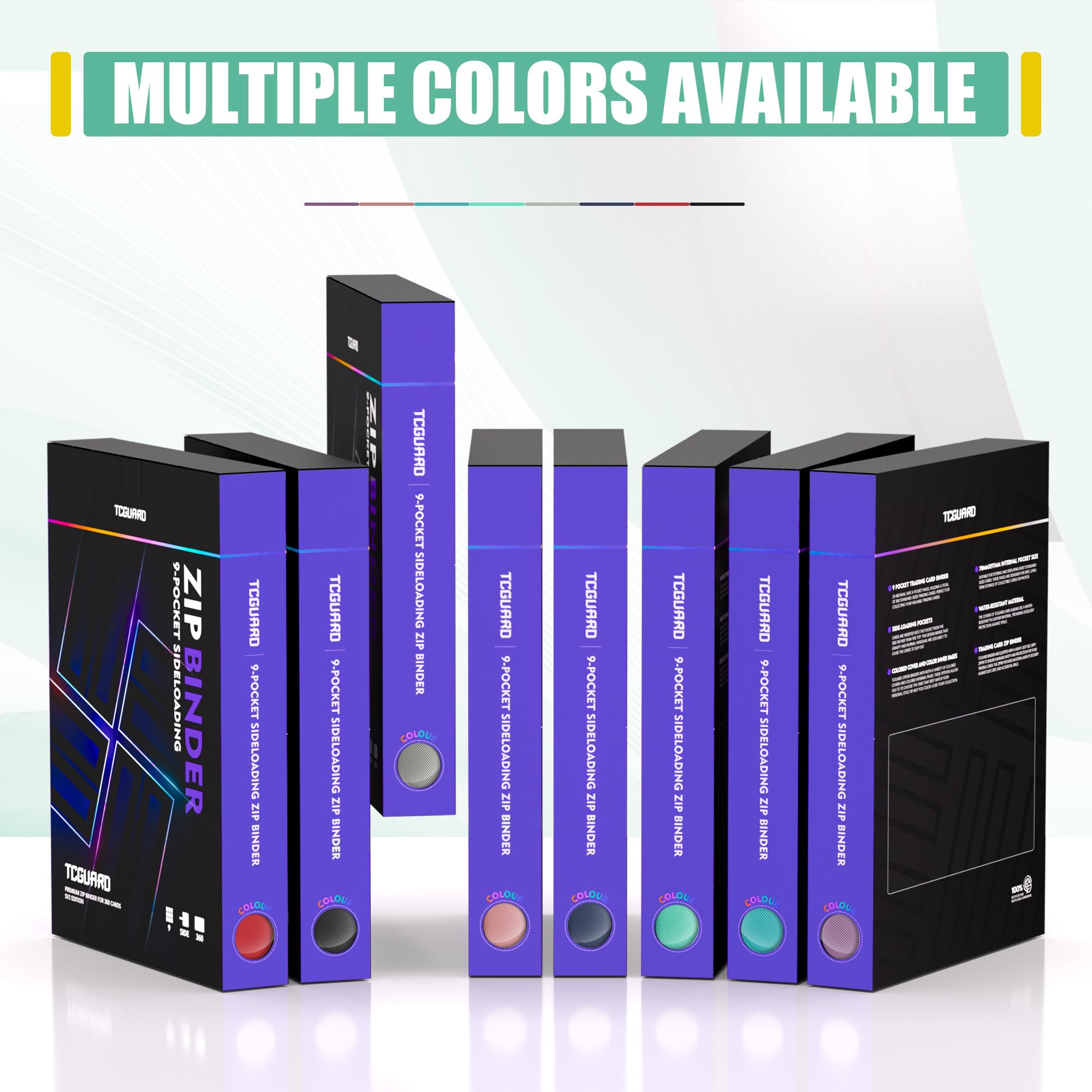 TCGUARD Album de collection Premium pour 360 cartes, Classeur à 9 pochettes adapté pour les cartes à collectionner avec housses, fermeture éclair et design plat pour MTG, TCG et cartes de sport pour