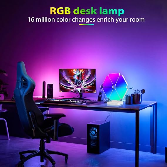 ZONJIE Triangular Smart LED Light, 6pcs RGB LED Lamps with Various Dynamic Modes and Music Synchronization Modes, Gaming Lamp, Ambience Light for Room [Energy Class A]