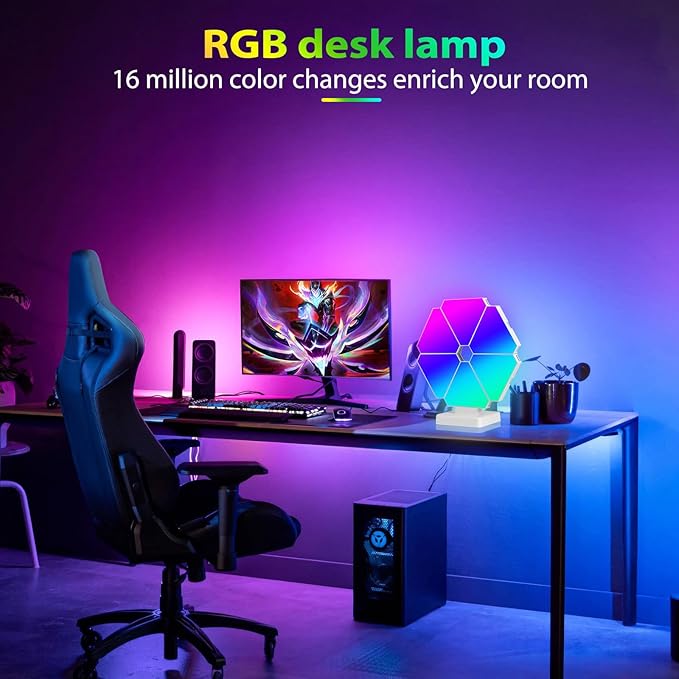 ZONJIE LED Driehoekige Gaming Wandlamp - RGB-paneel, Honingraat Wandlicht, Muziek Synchronisatie, Smart Gamer Kamerdecoratie, Modulaire Lamp (Desktop) photo 2