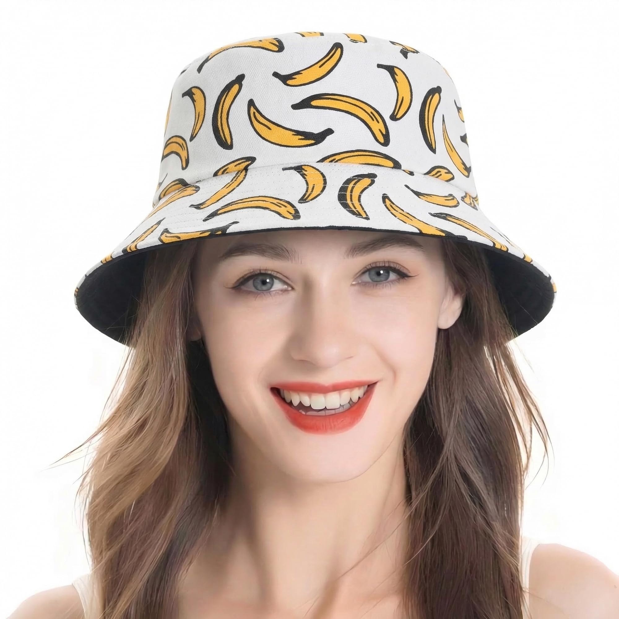 ZLYC Unisex Cute Print Bucket Hat Summer Travel Fisherman Cap for Women Men Teens