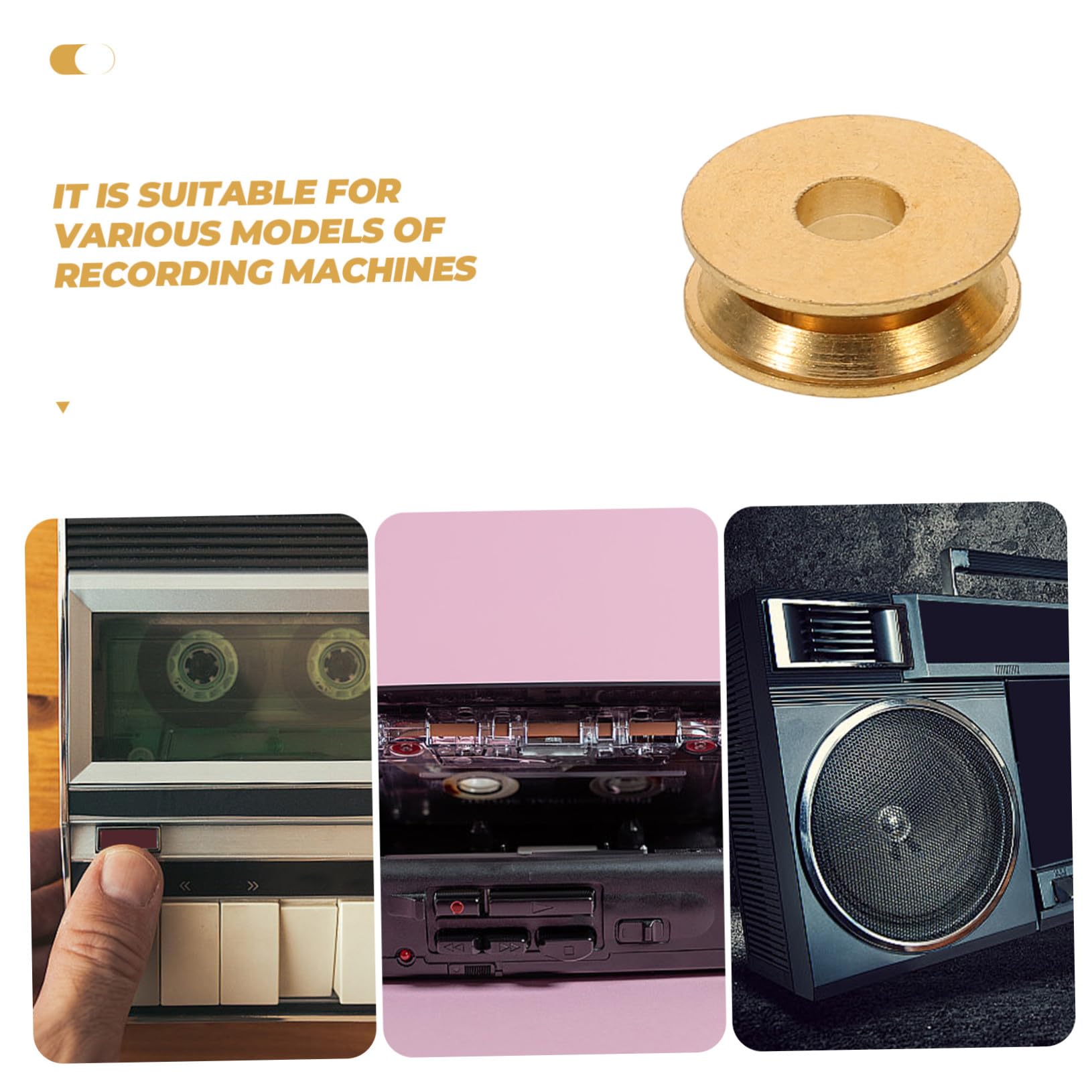 DOITOOL 10 Stück Riemenscheibe der Aufnahmemaschine aus Kunststoff in Gold zum Ersetzen und Reparieren Geräusche und Vibrationen Passend für Motorantriebsräder