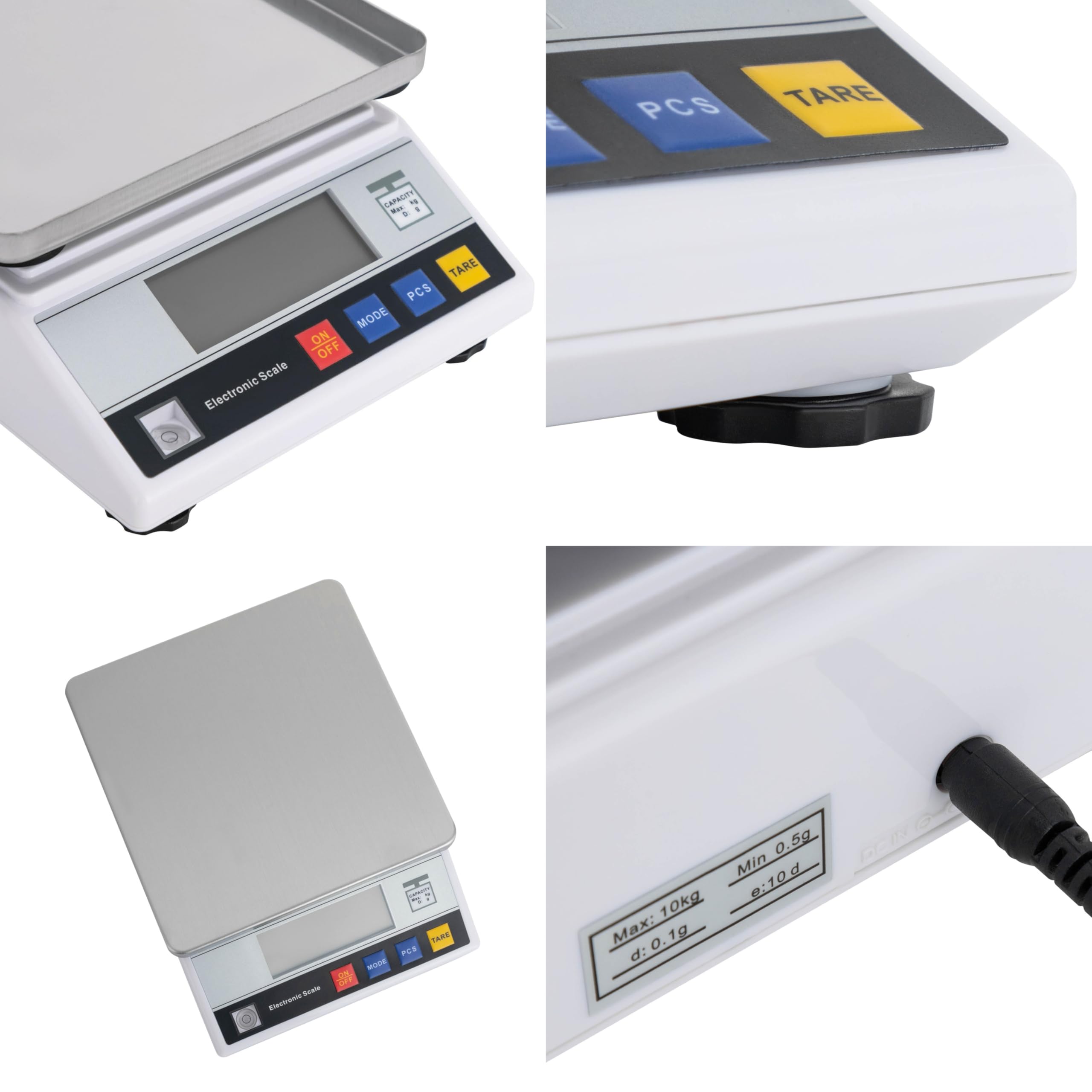Bilancia analitica ad alta precisione, 10 kg, 0,1 g, con vassoio in acciaio inox, bilancia digitale da laboratorio con display a LED, bilancia portatile di precisione con conversione di unità