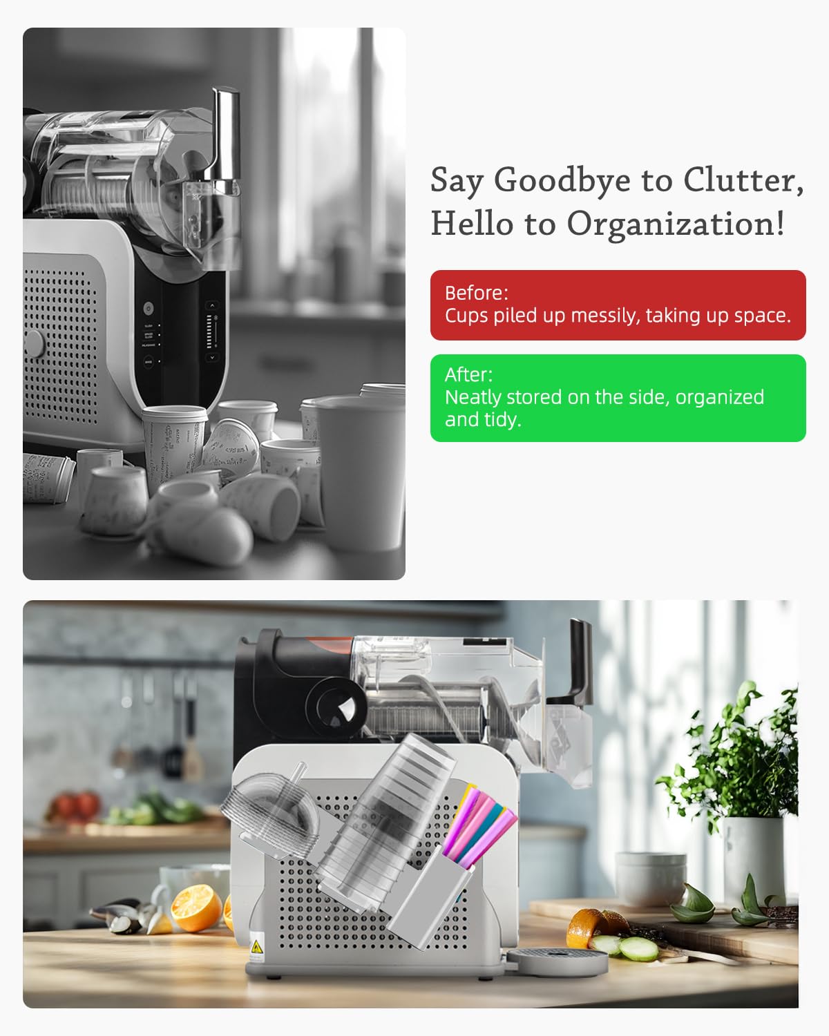 Organiseur De Tasses Pour Machine Ninja Slushie FS301 Et FS300 – Support Latéral 3 En 1 Pour Tasses, Couvercles Et Pailles – Accessoires Pour Machine Ninja Slushie (blanc