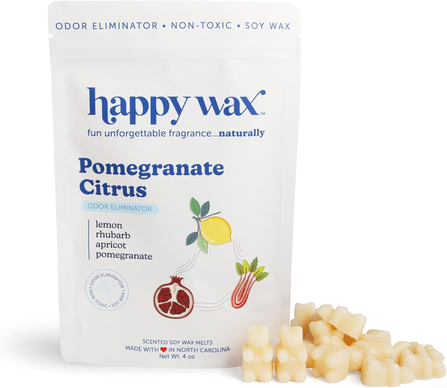 Happy Wax Odor Eliminating Scented Soy Wax Melts – Pet-Safe, Non-Toxic, Use with Wax Warmers - for Home Fragrance & Freshness - 6 Total Oz: Oatmeal & Honey, Pomegranate Citrus and Blooming Vanilla