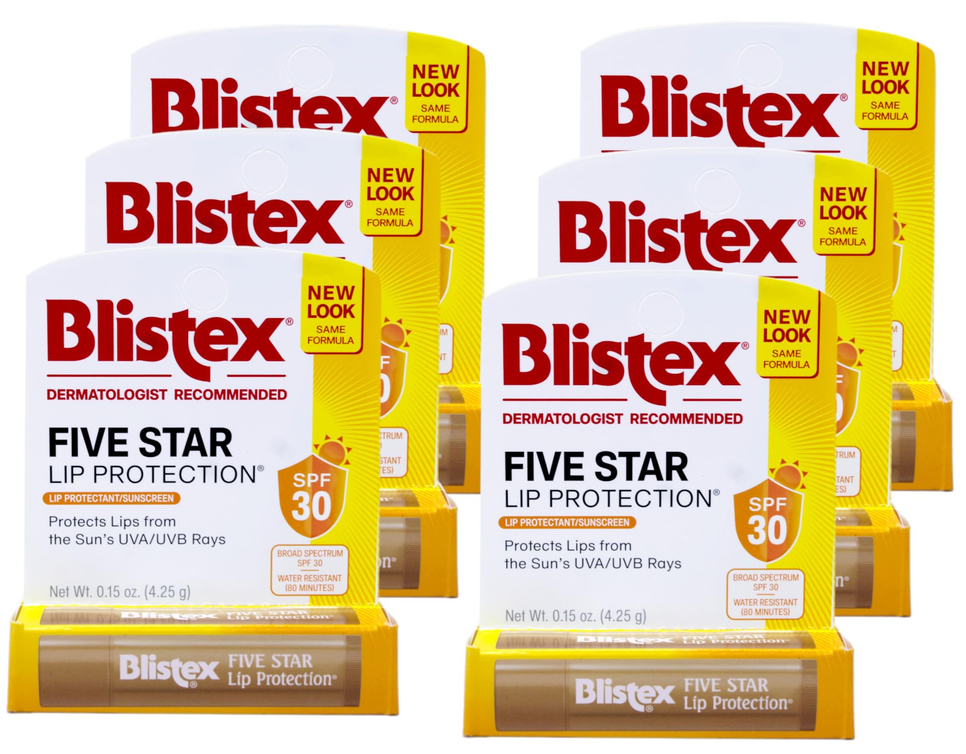 Five Star Lip Protection Lip Protectant/Sunscreen SPF 30 - Pack of 6