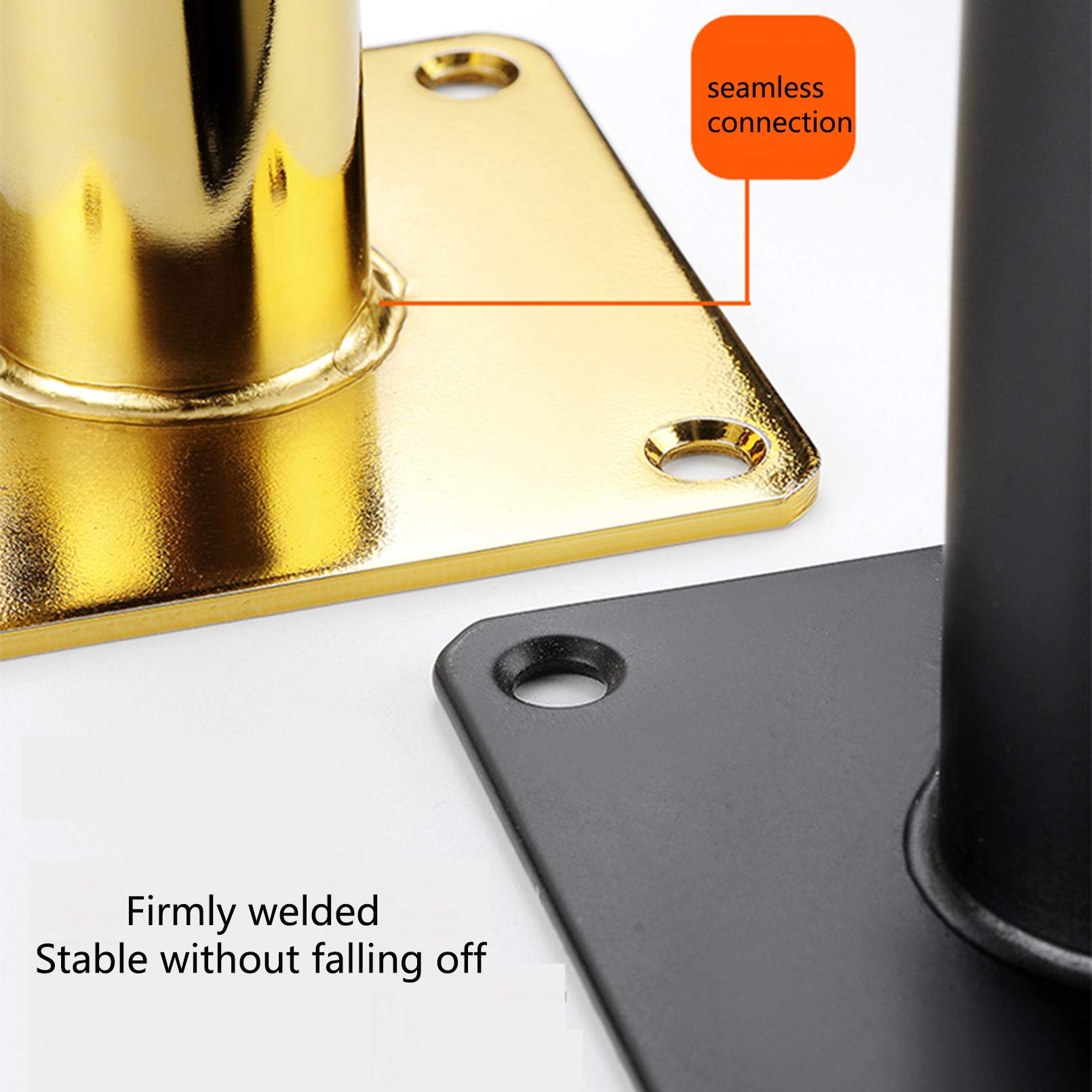 Lot de 4 Pieds de Meubles En MéTal,Pattes de Meuble En Tube CôNe,Pied de Canapé En Inclinaison,Pieds de Table En Le Fer de Bricolage,Pattes de Cabinet,pour Placard,Fauteuil(Black+gold30cm/11.8in)