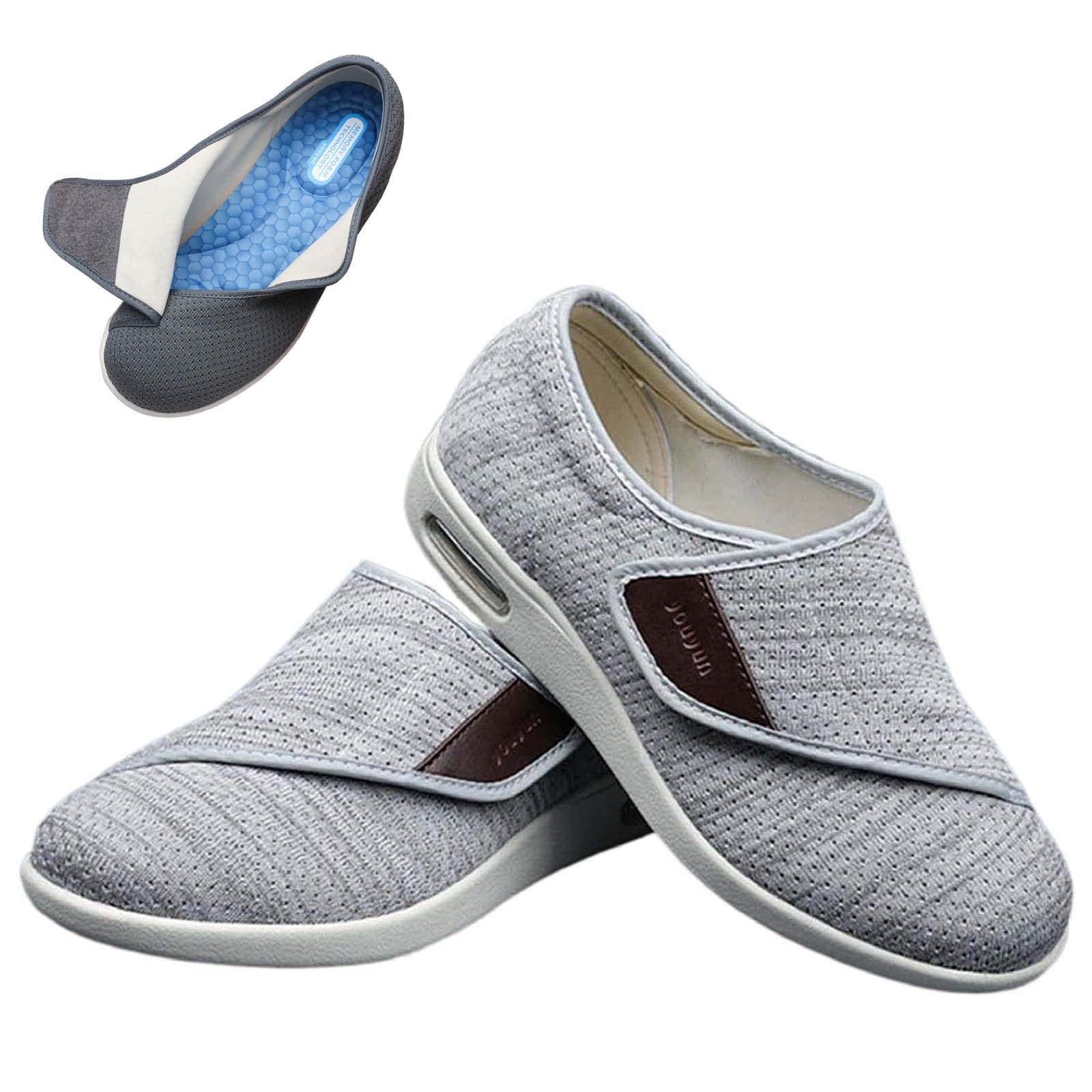 Scarpe Diabetiche Uomini,Regolabili Larghe diabetiche artrite Edema Piedi Scarpe Unisex EU 39(25.5cm/10in)
