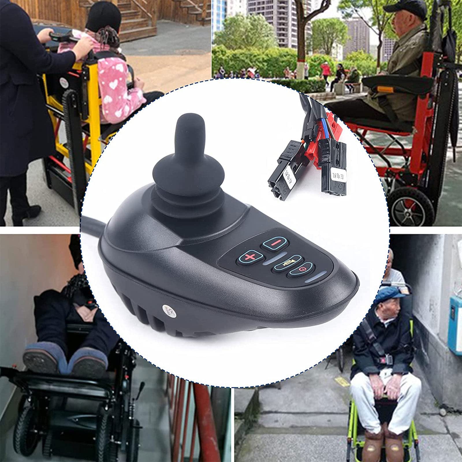 Electric wheelchair scooter joystick controller with USB charging port