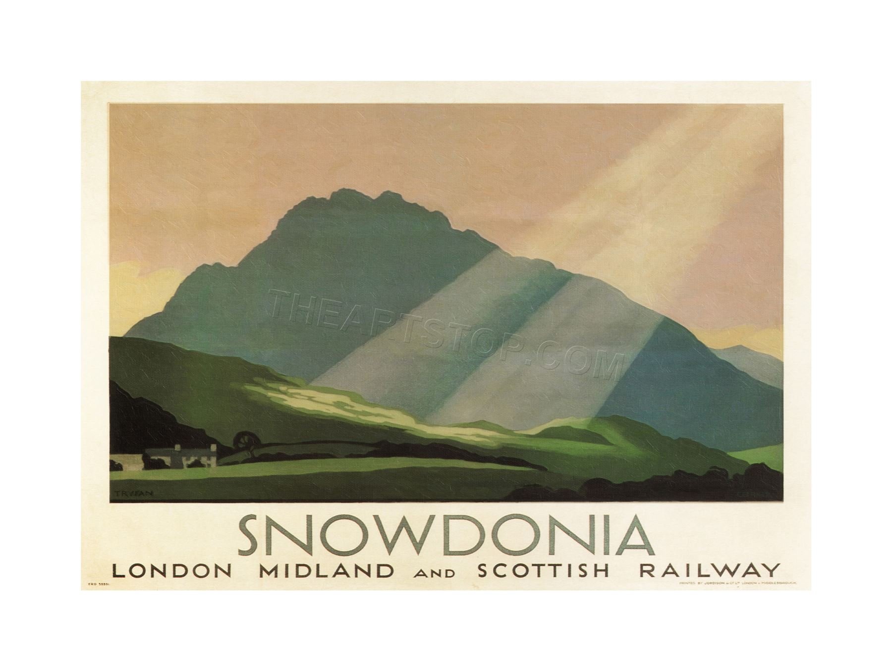 Wee Blue Coo Travel Ad Railway Rail Snowdonia Wales Mountain Sun Wall Art Print