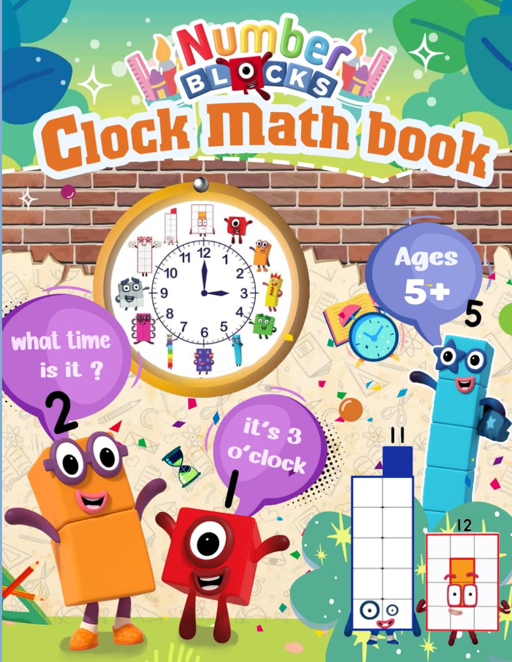 number clock 10 math blocks book: Learn and practice telling time | Hour, Half Hour, Quarter Hour, Lots of fun activities with Clock to practice.