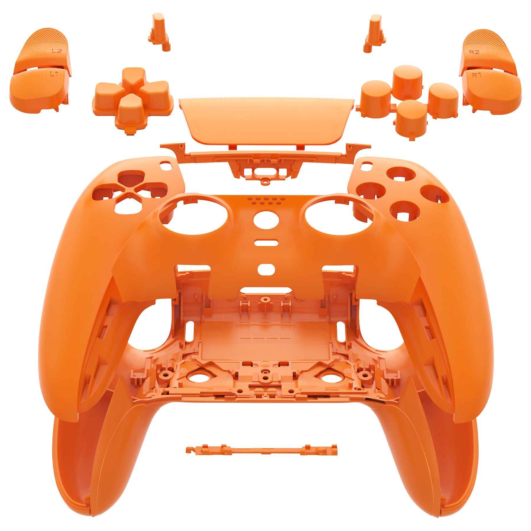 eXtremeRate Full Set Shell with Buttons Touchpad Cover Compatible with ps5 Edge Controller, Royal Orange Custom Replacement Decorative Trim Shell Front Back Plates Compatible with ps5 Edge Controller