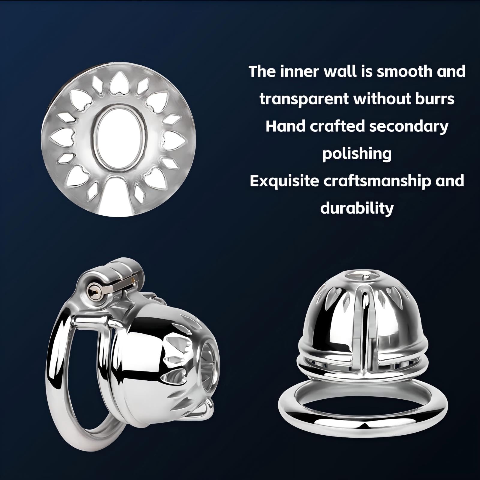 Petite Cage de Chasteté pour Pénis avec Anneau PA Chasity Cage avec Serrure Dissimulée et Ceinture SM Sex Toys Cage Chastetée Respirante en Acier Inoxydable pour le Bondage du Pénis (A,50mm)
