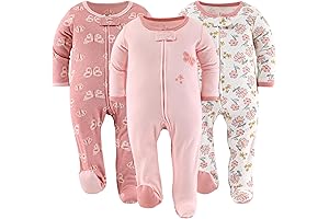 The Peanutshell Baby Girl Soft Cotton Sleep and Play Footed Pajamas