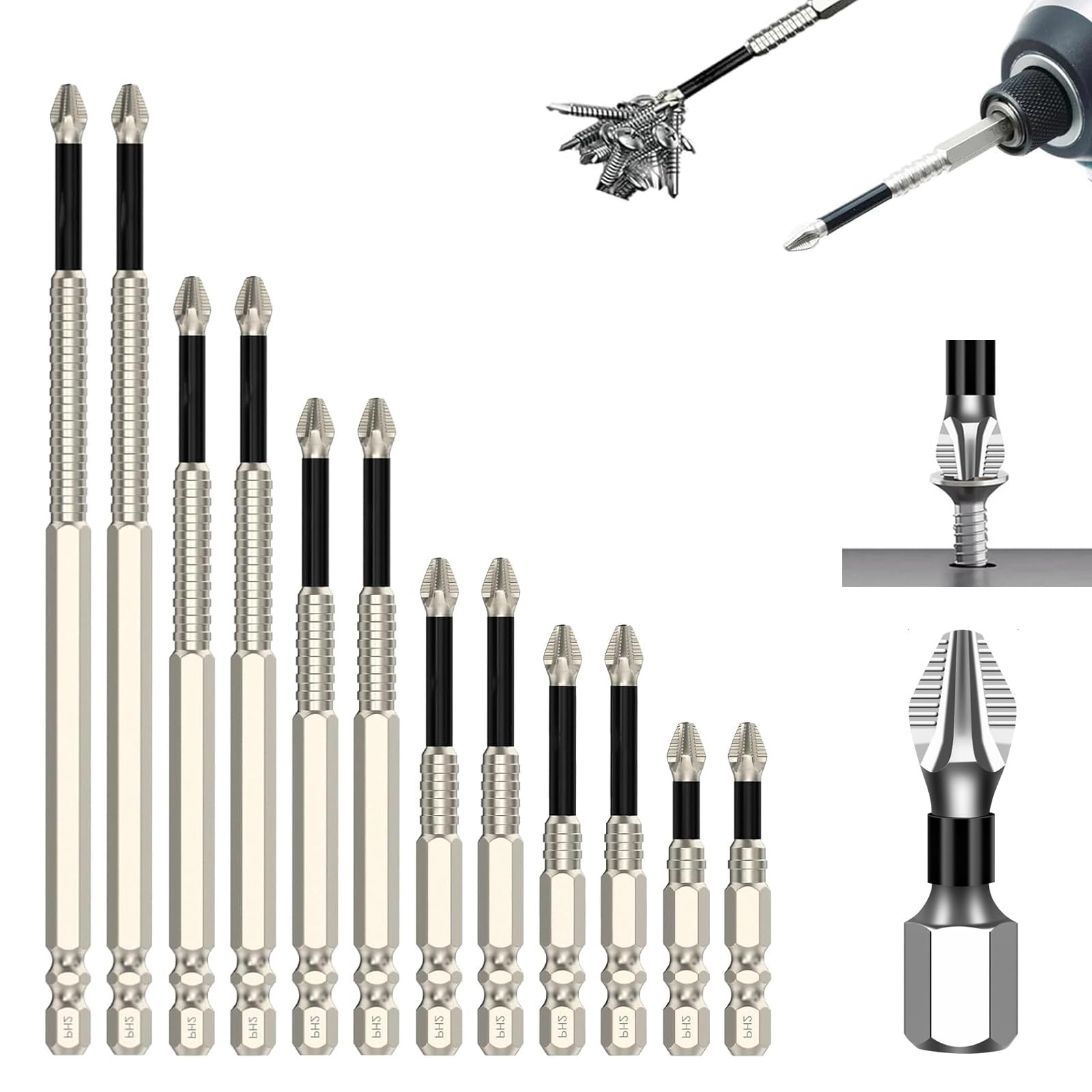 New Impact Resistant Non Slip Bit, Magnetic Durability Screwdriver Drill Bit Set, Anti-Slip Magnetic Electric Screwdriver Set For Home Decoration, Car