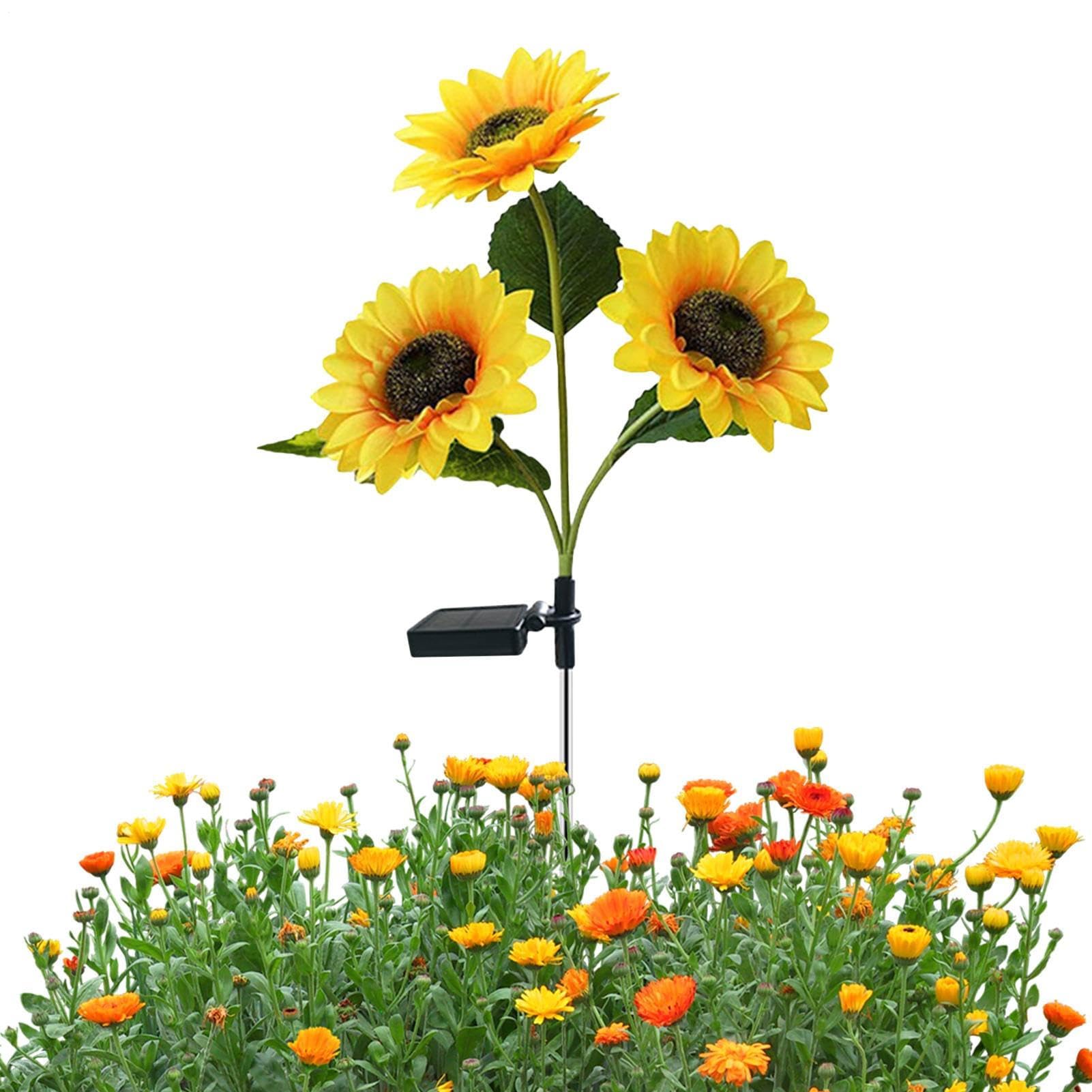 Lampada solare a forma di girasole, impermeabile, per esterni, per giardino, cortile, patio, vialetto, vialetto, prato, aiuole, alberi, portico
