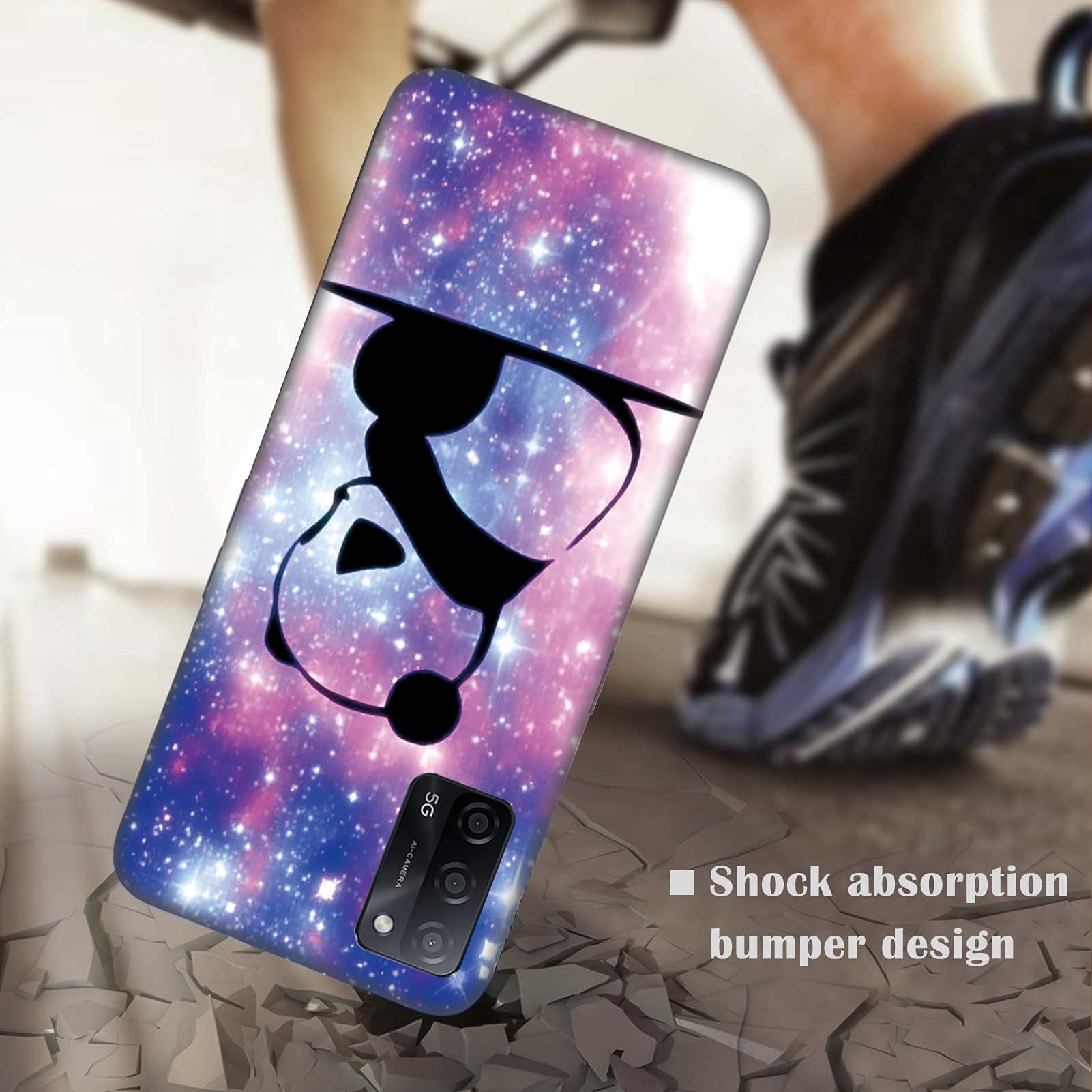 DiaryTown 2 Pièces Pour Coques Oppo A16 / A16S / A55 5G / A54 4G, Etui Noir En Silicone Souple Motif Mince TPU Slim Gel Bumper Antichoc Case Housse De