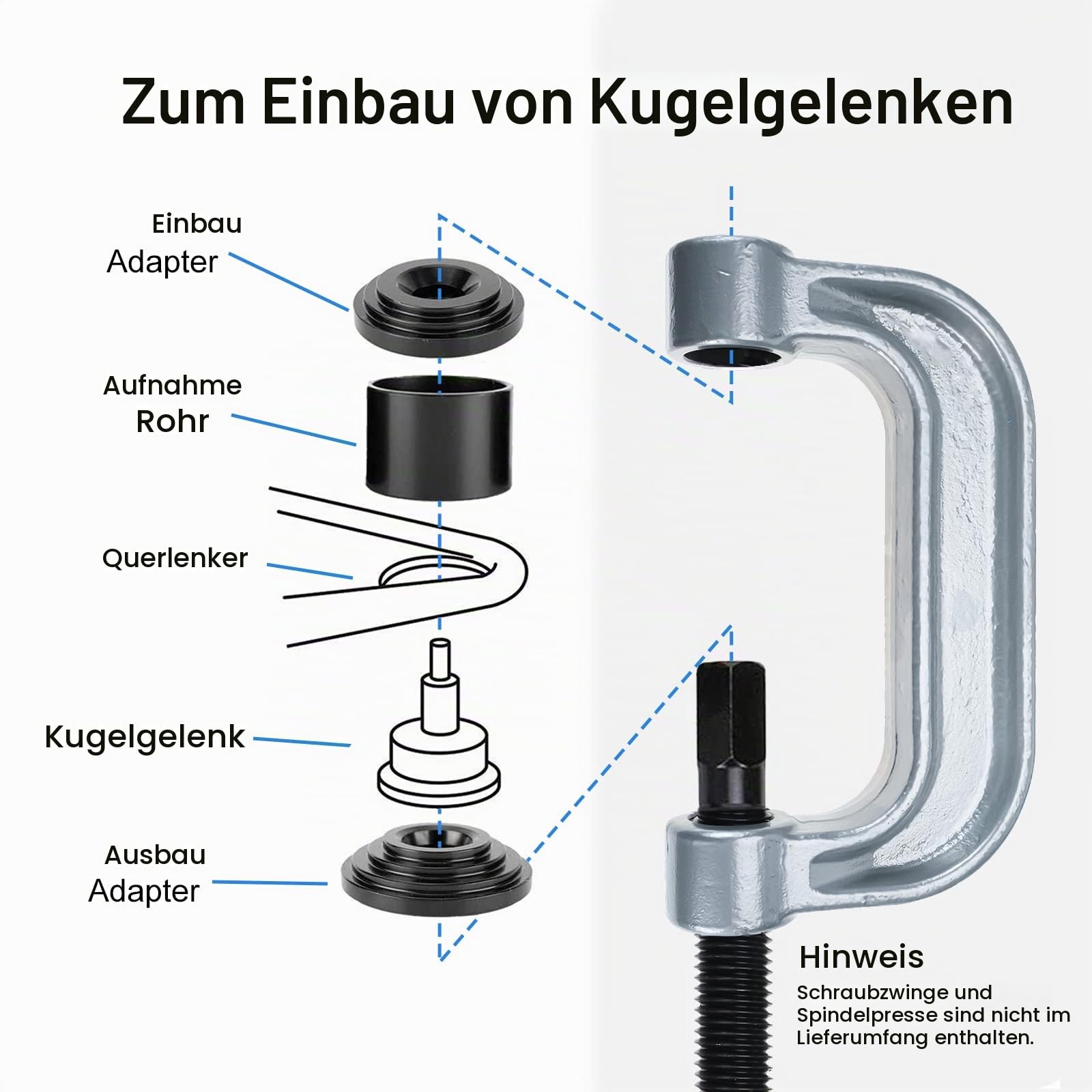 BOOMSTART 14-tlg. Kugelgelenk Abzieher & Einpresswerkzeug Set - für Ausbau & Einbau von Kugelgelenken, U-Gelenken & Bremsankerstiften - geeignet für 2WD & 4WD PKW, LKW & SUV