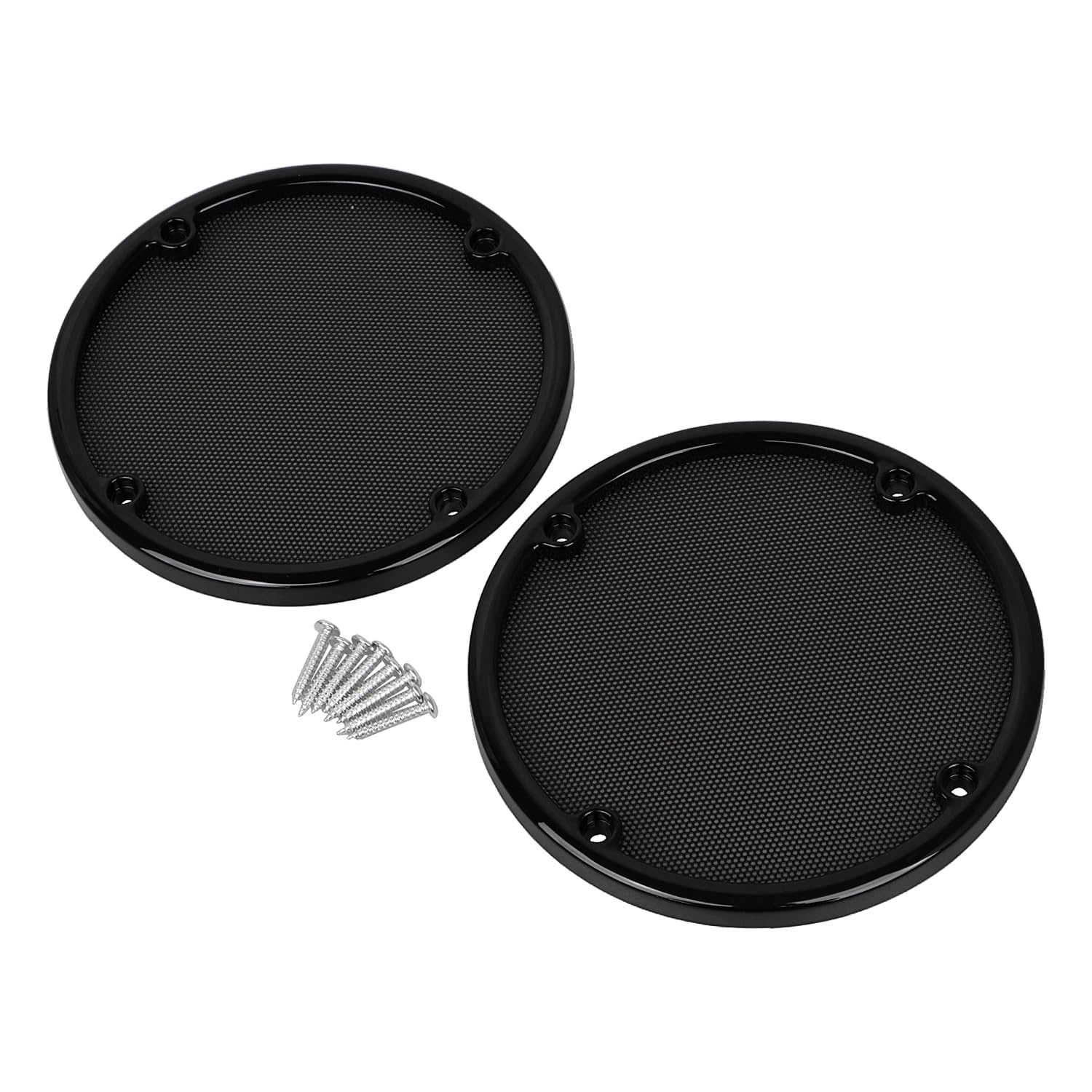 Black Rear Speaker Trim Grill Cover for Harley Touring Electra Glide FLHTC 1996–2013 Street Glide FLHX 2006–2013, ABS Plastic Trim Ring+Metal Mesh