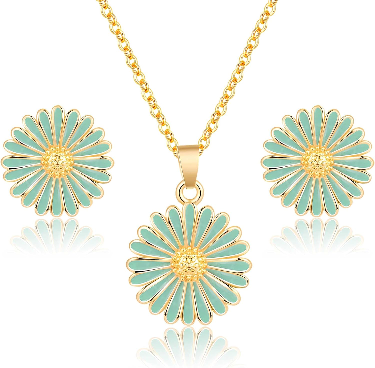 EVEVIC Daisy Flower Necklace Earrings Set for Women 18K Gold Plated Hypoallergenic Jewelry Sets EVEVIC Daisy Flower Necklace Earrings Set for Women 18K Gold Plated Hypoallergenic Jewelry Sets