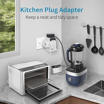 PARTH Plug Adaptor UK, 3 Sockets Power Extension Adapter, with 2 USB Ports | Triple Plugs,Individually Switched,3250w,13A,for Travel /Shaver/Electric Toothbrush,Wall Charger,for Space Saving