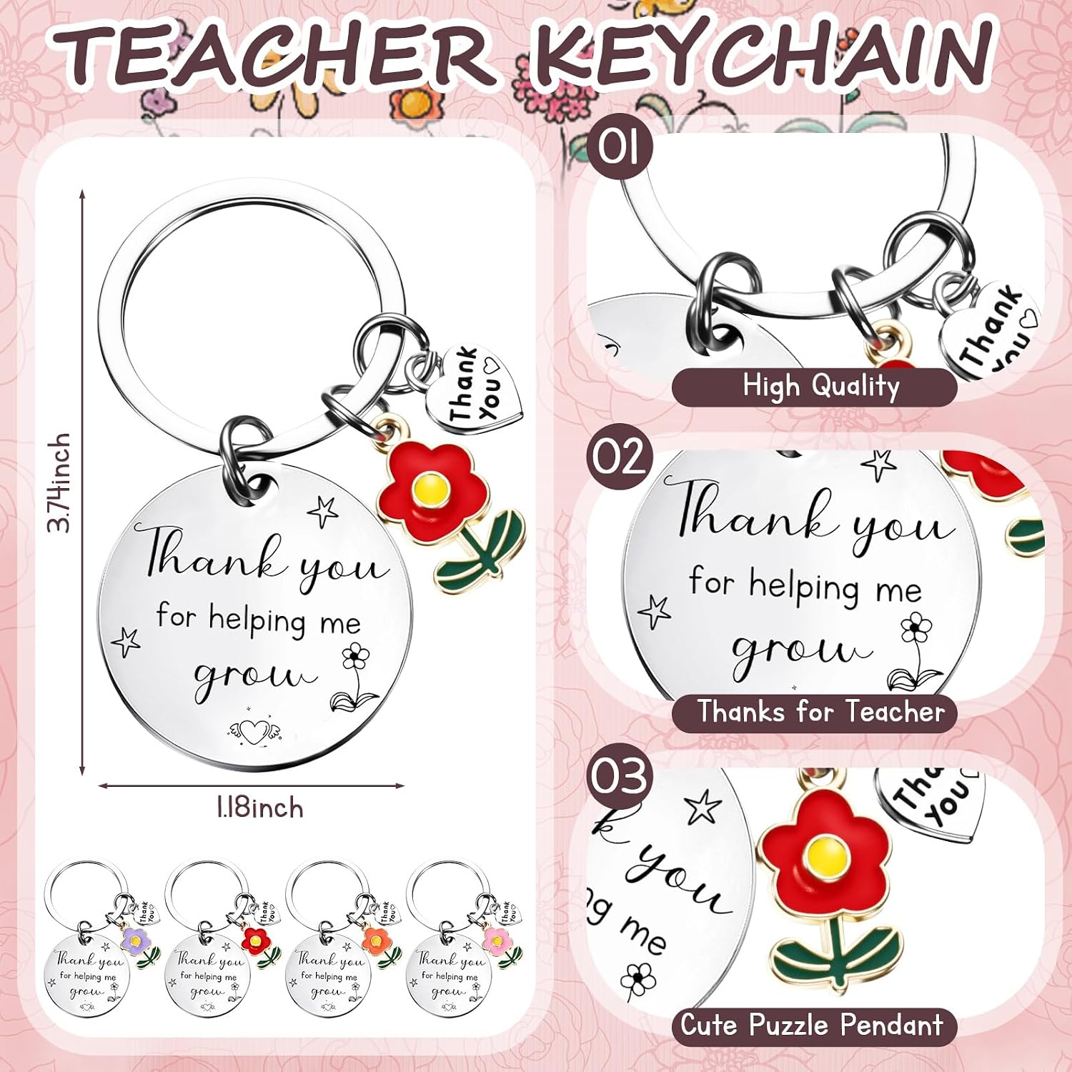 Paterr 4 Set of Gifts for Women include Canvas Tote Bag Makeup Bag Thankyou Key Chain Notebook with Ballpoint Pen