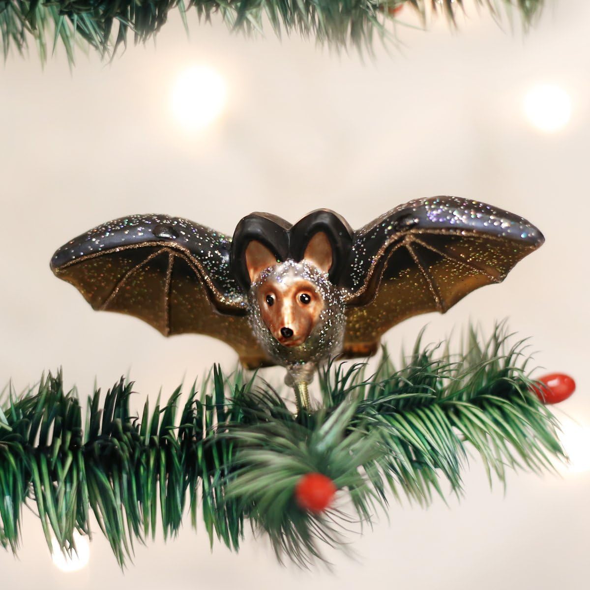 Old World Christmas Clip-On Bat Glass Blown Ornament for Christmas Tree, Handcrafted Holiday Decoration, Halloween Collection - Image 2