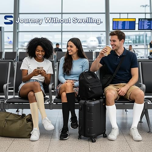 Miniatura 5 de Calcetines de compresión para mujeres y hombres circulación (3 pares) son el mejor apoyo para correr, atletismo, ciclismo, senderismo