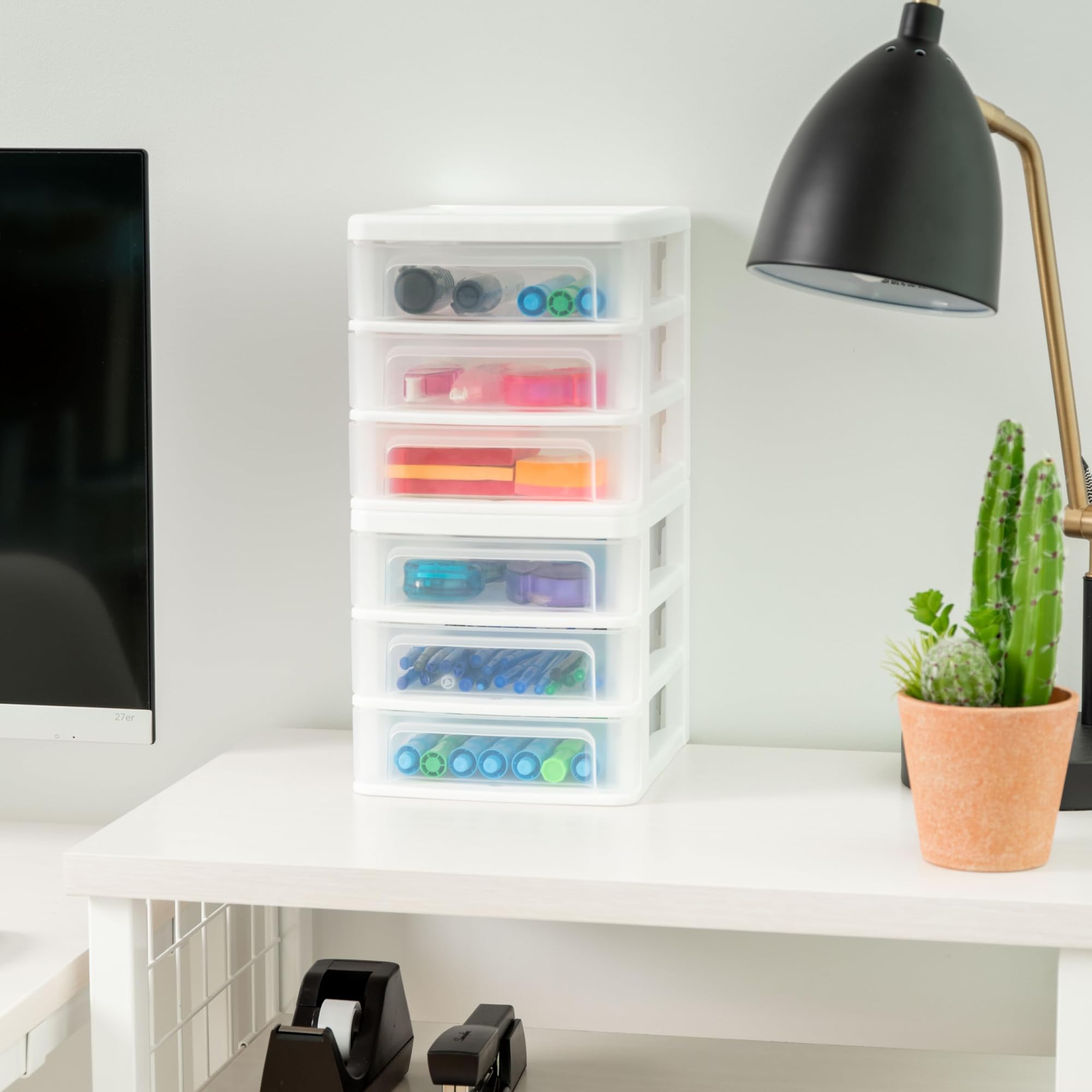 Organizer Da Scrivania IRIS Ohyama CDD-XS3 – 3 Cassetti Compatti, Bianco, 21x17x17 Cm, Made In USA