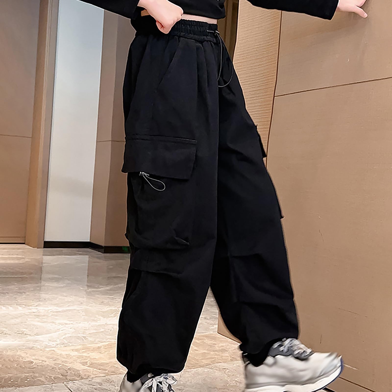 Pantaloni da Jogging per Bambine Hip Hop per Adolescenti Pantaloni da Street Dance Pantalone Tuta Ragazze Pantalone Casual Joggers Casual con Vita Alta Y2K Streetwear a Gamba Larga