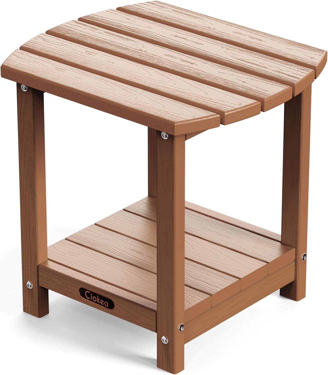 Photo 1 of **FACTORY SEALED** Ciokea Adirondack Outdoor Side Table, 2-Tier Sturdy Patio End Table Weather Resistant, Morden Side Table for Patio, Pool, Porch, Teak