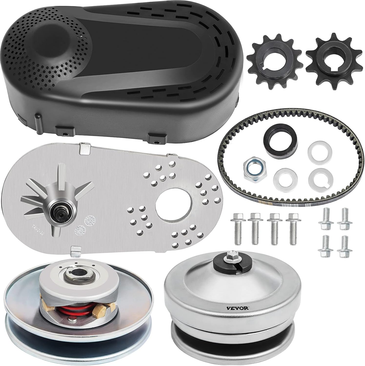 Mophorn Torque Converter CVT 2HP-7HP 3/4" Go Kart Clutch 212CC 30 Series Mini Bike 10T #40 41 Chain and 12T #35 Replacement Set TAV2 30-75 218353A Manco CVT Clutch Small Engine Drive Belt 3/4" 10T #40/41 and 12T #35 Chain