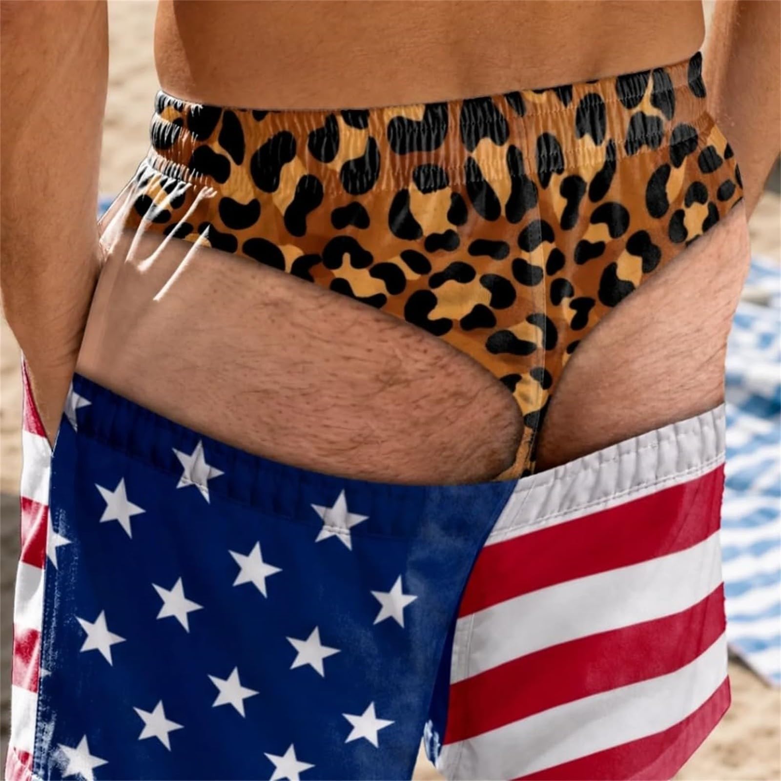 CHUNOTU Swimming Shorts Men 2026 Funny Flag Hairy Big Booty Swim Trunks, A02-wine, 4XL - Image 4