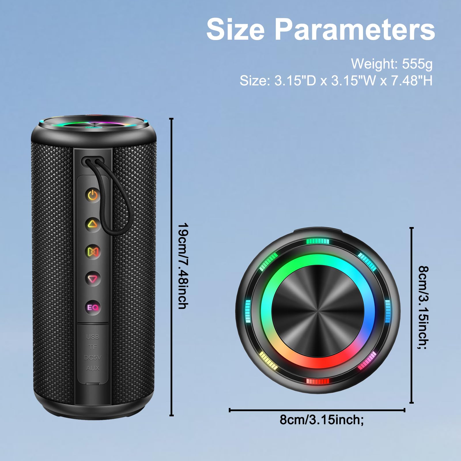 Cassa Bluetooth Potente 30W, Altoparlante Bluetooth con Doppio Driver Basso, 30H Autonomia, 5 RGB Modalità, Accoppiamento TWS, IPX7 Impermeabile, Supporto AUX/TF, Speaker Bluetooth per Feste/Viaggi
