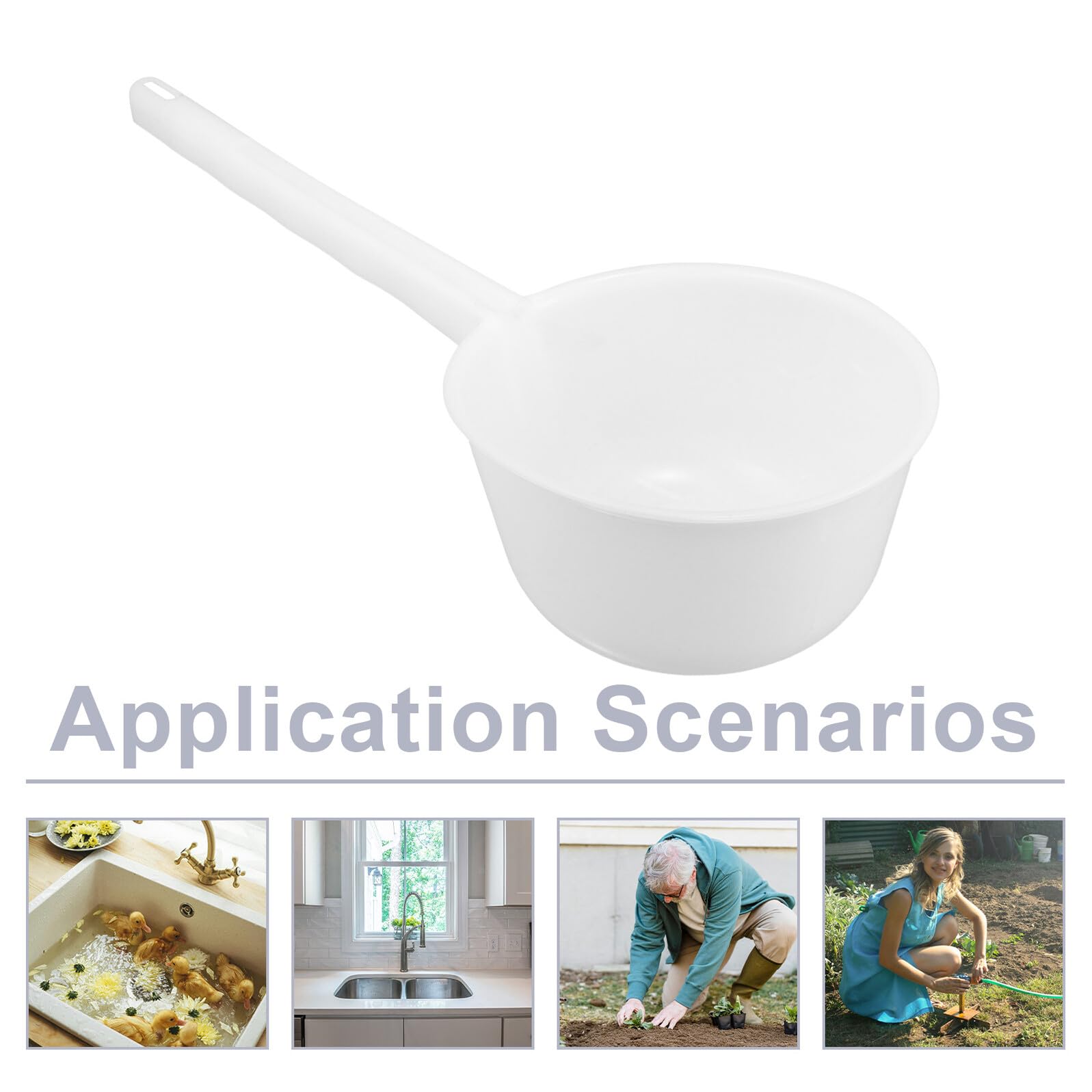 Cucharón de Agua de Plástico con Mango Largo Gran Capacidad para Cocina Baño y Jardín Multiusos y Fácil de Limpiar Cucharón Resistente para Uso Doméstico
