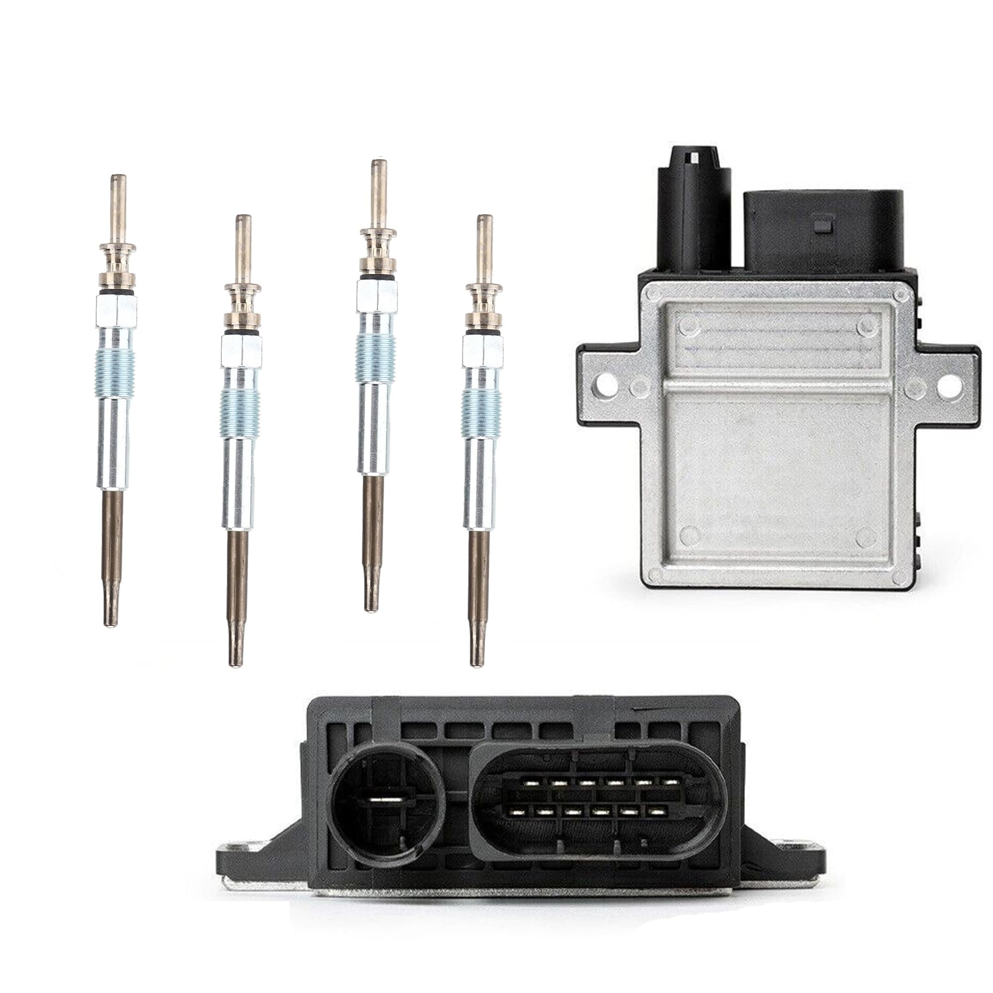 Partsline Kit 4 bougies de préchauffage + 1 relais – Compatible Série 1, 3, 5, X3, Clubman, Cooper D – 12237786869/12217801200