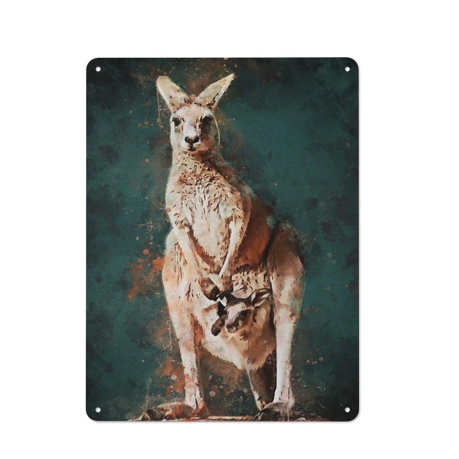 Junmoney Style-1 Vintage Metal Plaque 40X30cm Featuring Splatter Kangaroo For Hallway Wall, For Wall Display Collectors