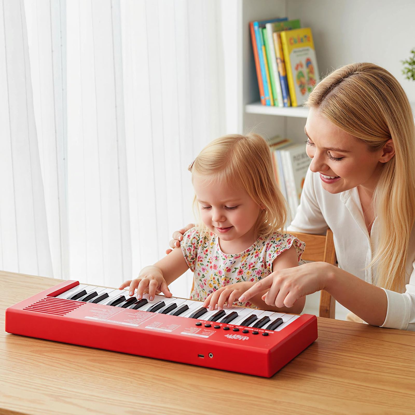 COSTWAY Clavier Piano Enfants 37 Touches avec Microphone, Piano Numérique Portable avec 8 Rythmes, 8 Tonalités, 22 Démos, Haut-parleurs, Jouet Musical Éducatif pour Garçons Filles 3 Ans+ (Rouge)