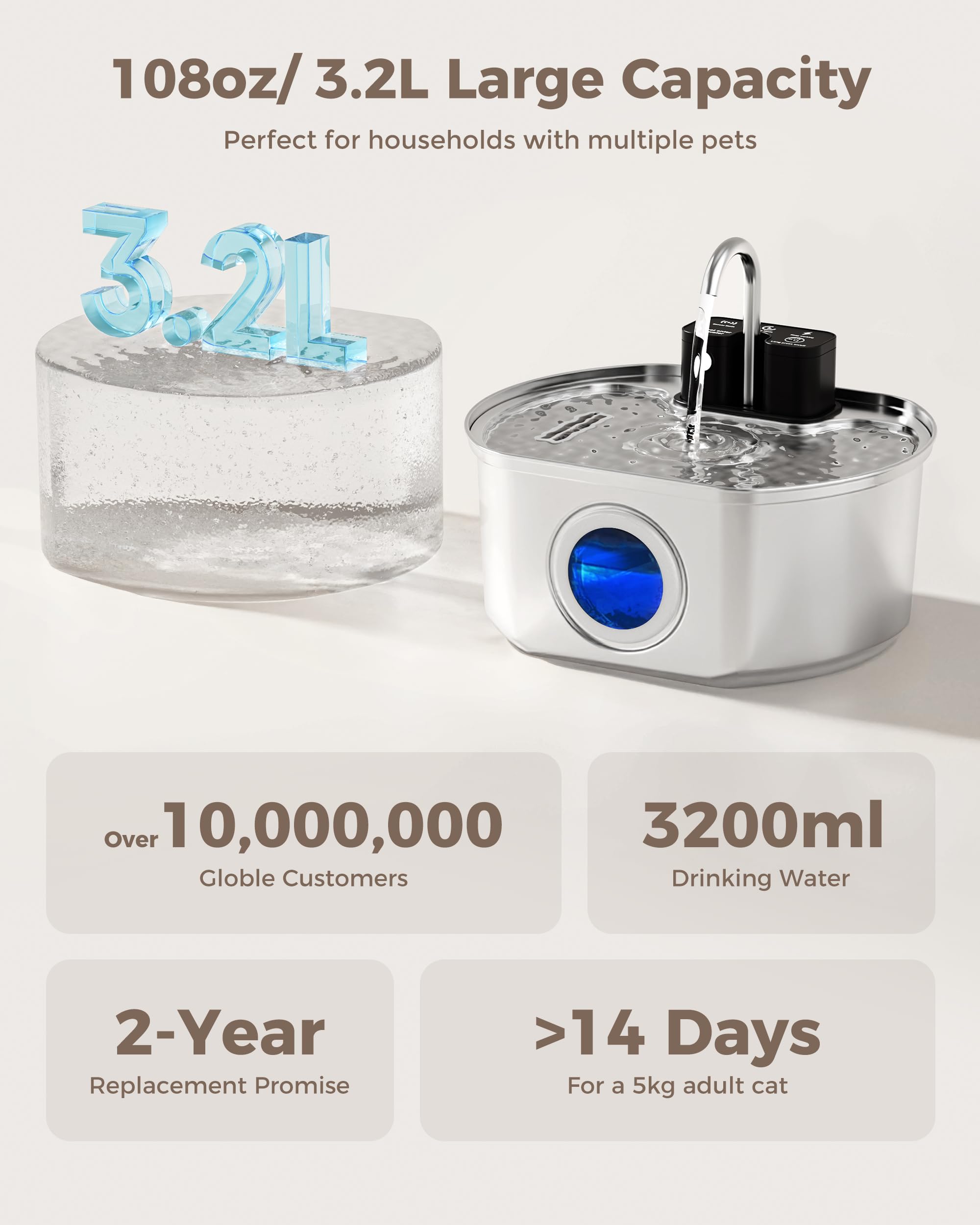 Cat Fountain Replacement Water Pump for 108oz/3.2L Wireless Pet Water Fountain Dog Water Dispenser - image 4