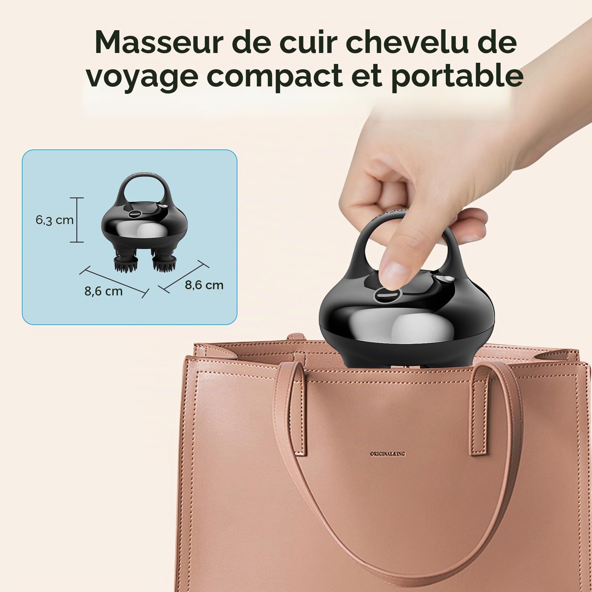 COMFIER Masseur de tête sans fil électrique, 3 modes de pétrissage, étanchéité IPX7, 8 griffes pour un massage tete profond, stimulation capillaire et nettoyage du cuir chevelu, cadeau pour la détente
