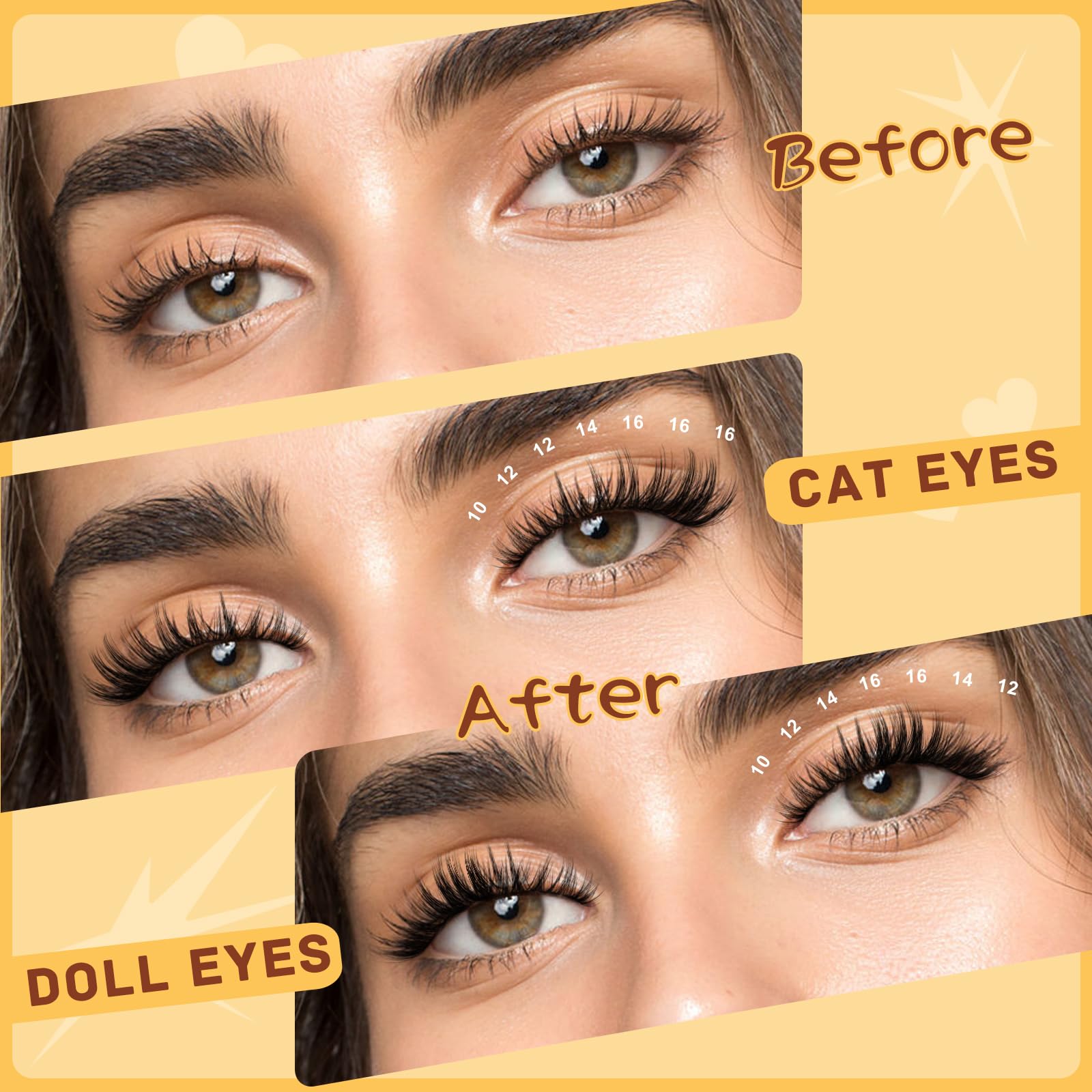 QUEWEL Manga Cluster Lashes, C Curve Individual Eyelashes with Clear Band - Image 2