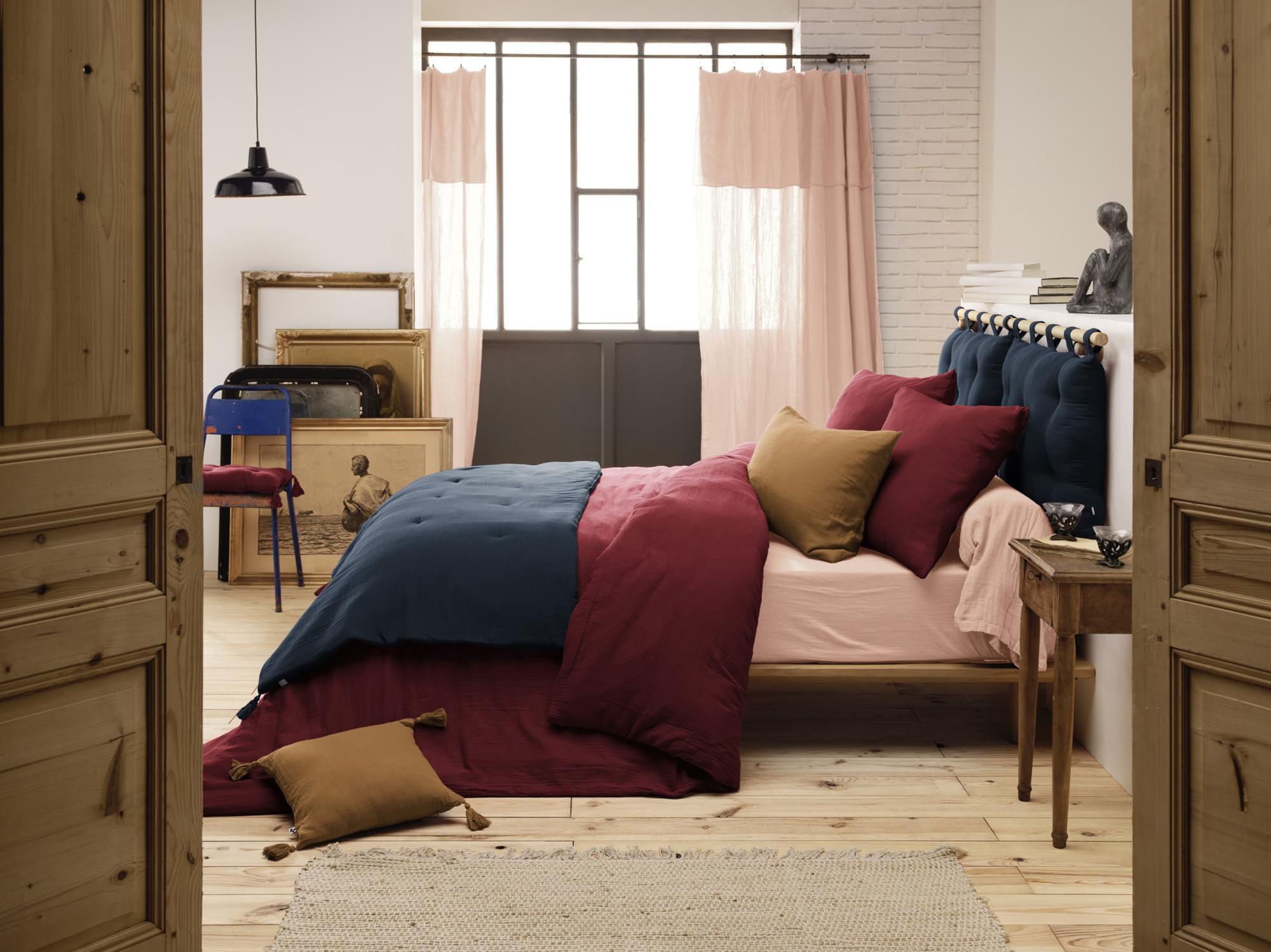 Edredon - Cuscino in cotone di lusso, 150 x 150 cm, colore: Blu scuro