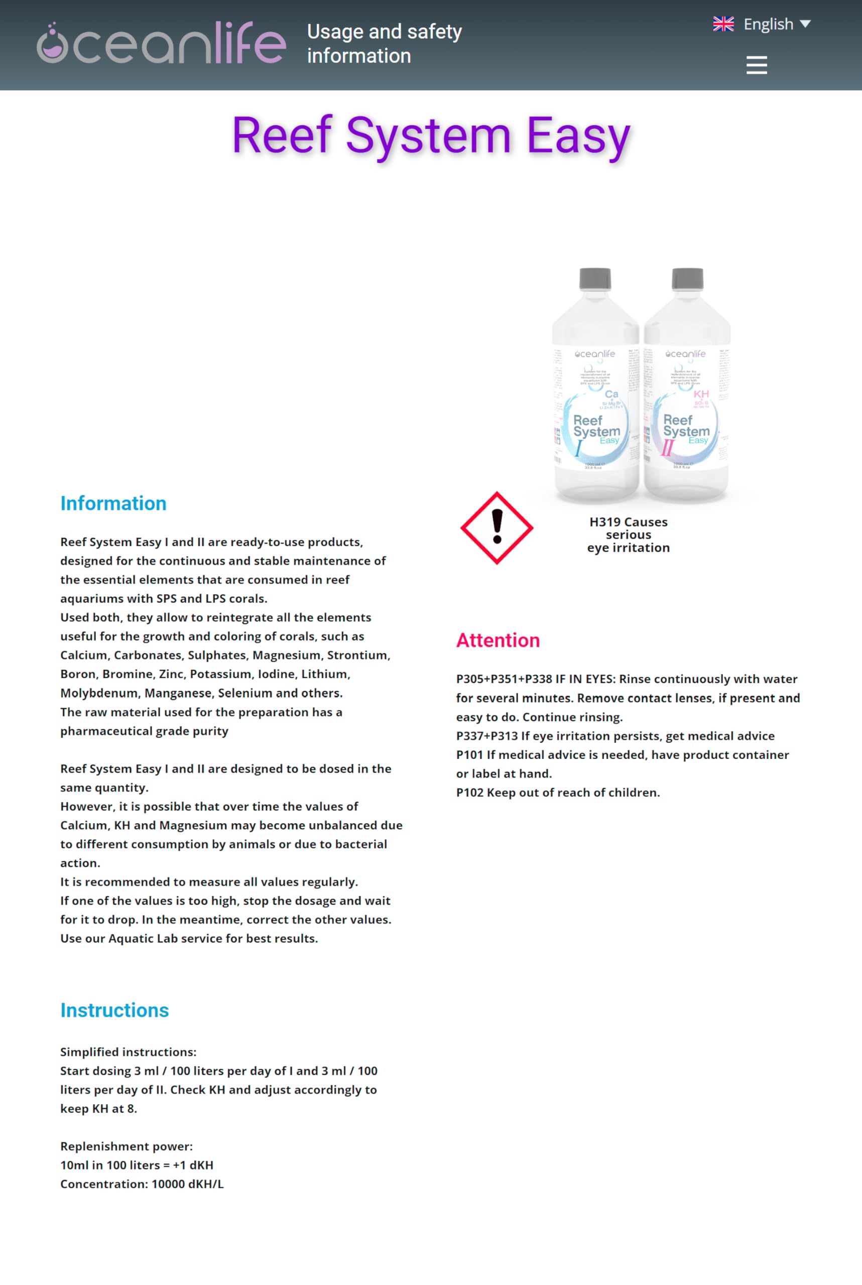Oceanlife Reef System Easy I e II - 1000 ml