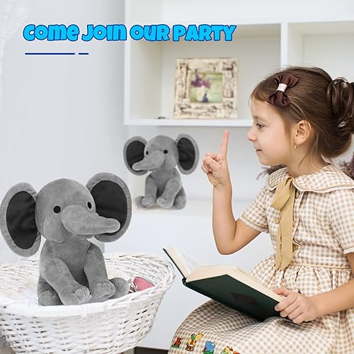 Miniatura 5 de 6 piezas de animales de peluche de elefante de 9.84 pulgadas, suave y lindo, juguetes de peluche para baby shower, suministros de fiesta de