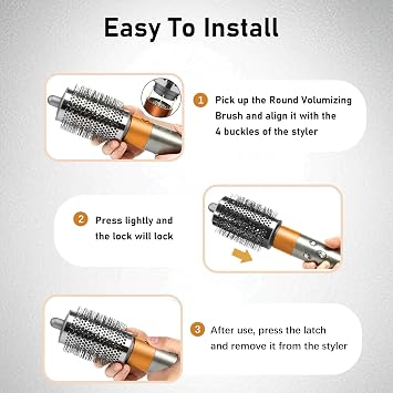 Large Round Volume Brush for Dyson Airwrap Attachments, Round Brush Tool for Dyson Hair Styling Compatible with Airwrap HS01 HS05