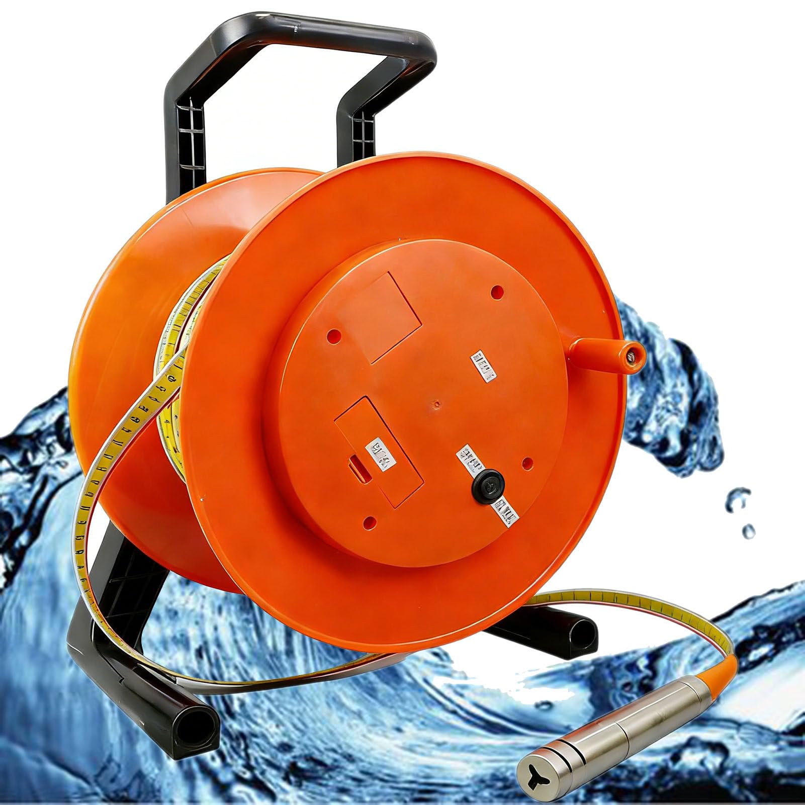 ExoticaBlend Portable Deep Well Water Level Meter Indicator Water Level Gauge Borehole Depth Measurement Steel Tape Ruler Dip Meter Depth 10m-300m 150m(492ft)