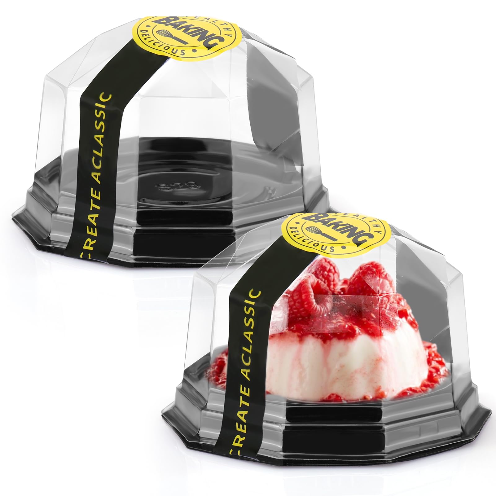 Palksky 50 Pack Mini Bundt Cake Containers Package, Clear Plastic Miniature  Cake Boxes with Fixed Stickers, Disposable Cupcake Case With Lids, Lesser