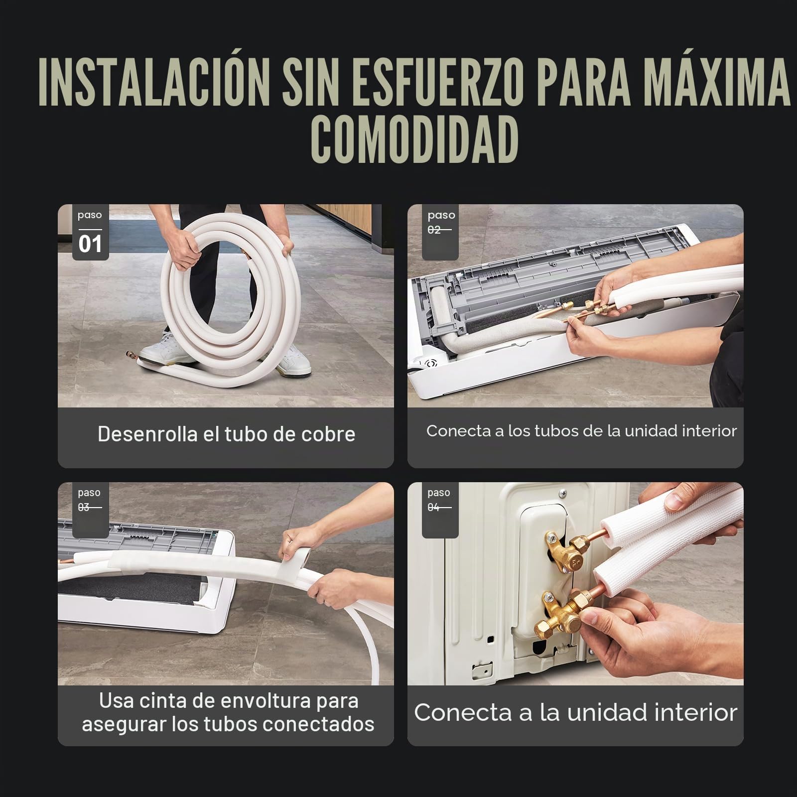 VEVOR Mini líneas divididas, tubos de cobre de 25 pies, 9,53 mm, 15,875 mm de diámetro exterior, aislamiento de triple capa para mini aire acondicionado dividido, equipo de refrigerante