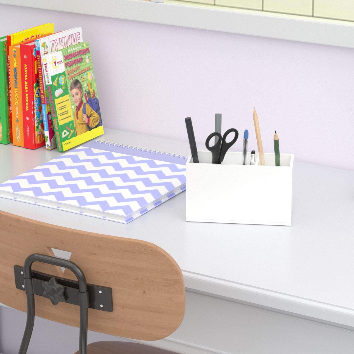 NIUBEE Soporte acrílico para bolígrafos, 3 compartimentos, organizador de lápices blanco para almacenamiento de accesorios de escritorio